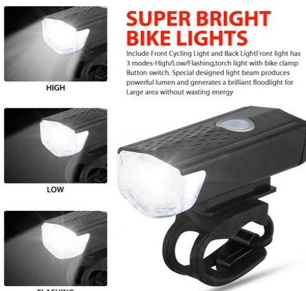 Lampara LED para bicicleta 300 lumens recargable